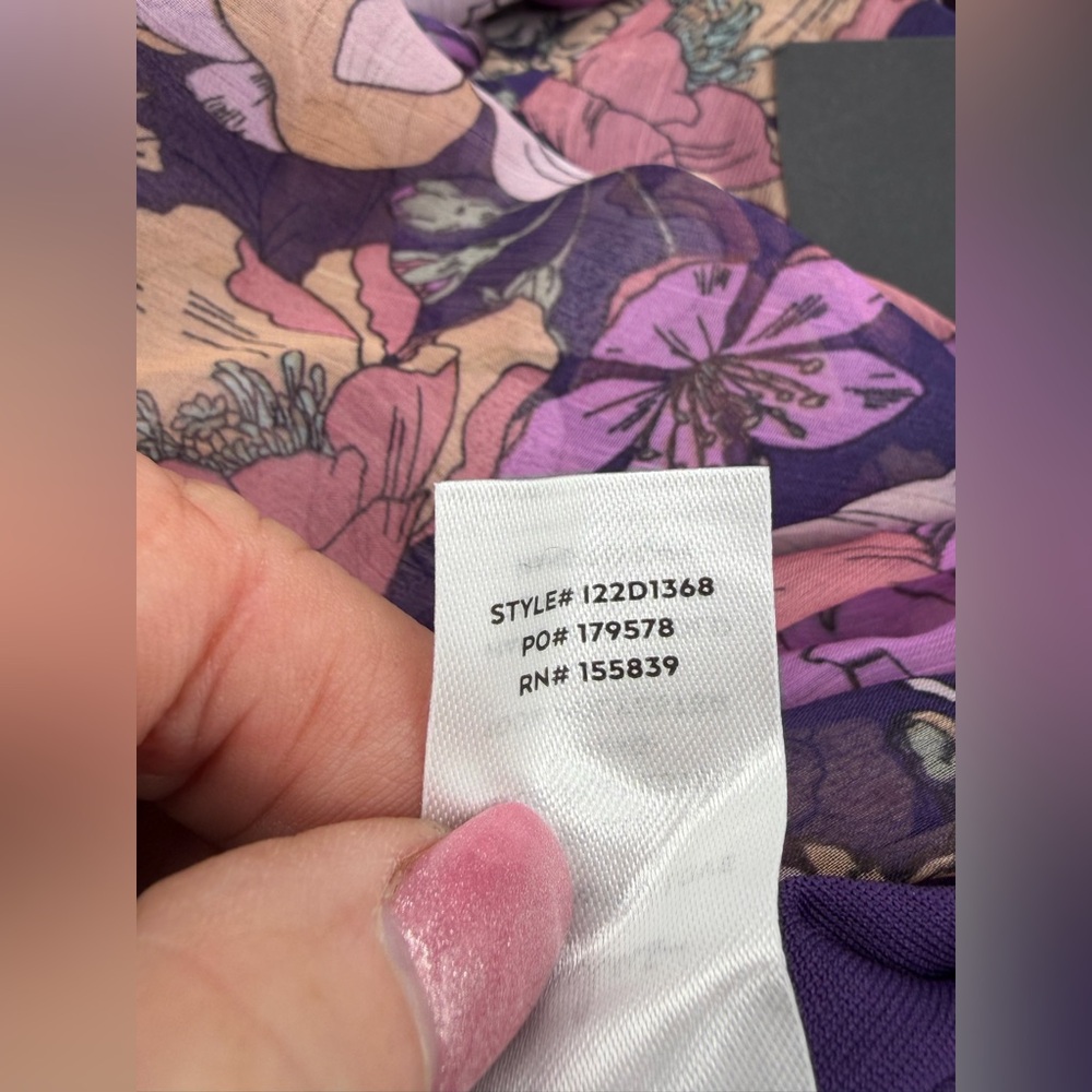 Lulus NWT “Feeling Sweet” Purple Floral Print Long Sleeve Wrap Maxi Dress. Large - Picture 7 of 15